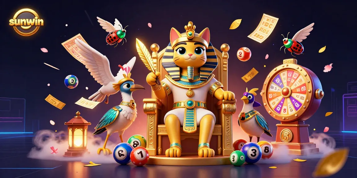 Witness the sunwin Egyptian-themed casino excitement with pharaoh cat and vibrant games.