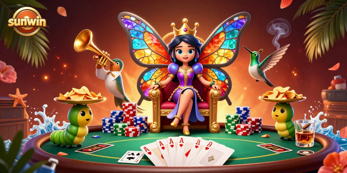 Experience the vibrant sunwin casino scene with dynamic poker action and whimsical characters.