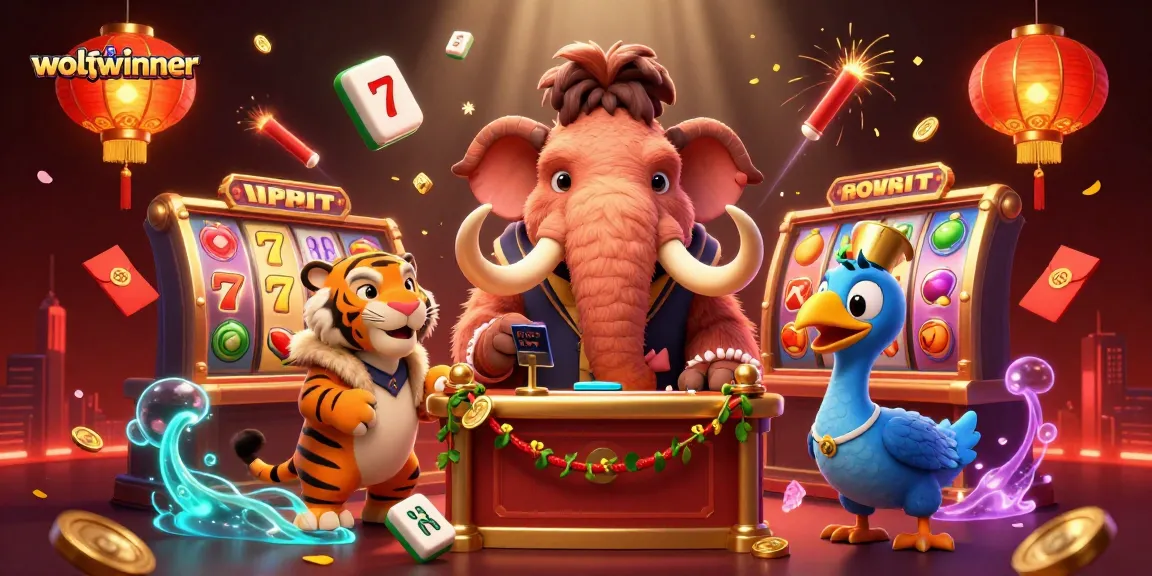 Experience excitement at wolfwinner with a vibrant casino scene featuring unique characters and games.