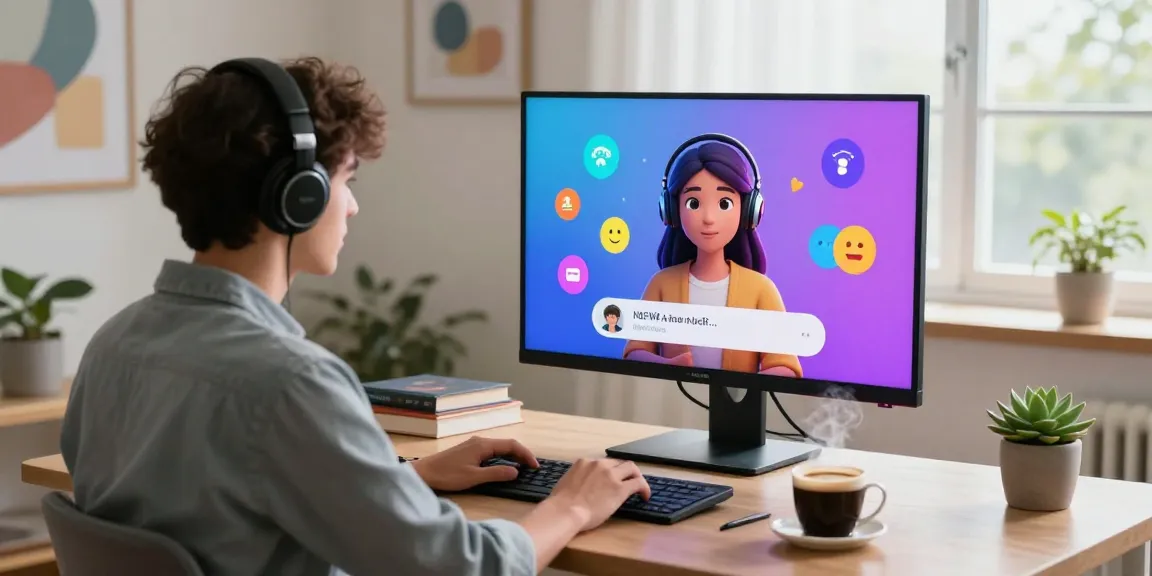 Immersive NSFW AI chat experience in a modern home office setting