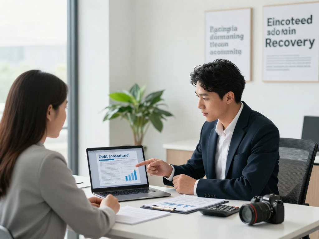 Financial advisor discussing consolidation options with a client in an inviting office setting.