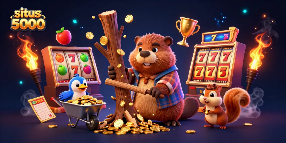 Experience the excitement of situs deposit 5000 with playful characters collecting golden coins in a vibrant casino scene.