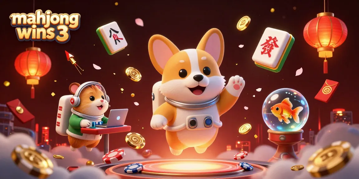 Experience mahjong wins 3 with this vibrant 3D illustration depicting a whimsical casino atmosphere.